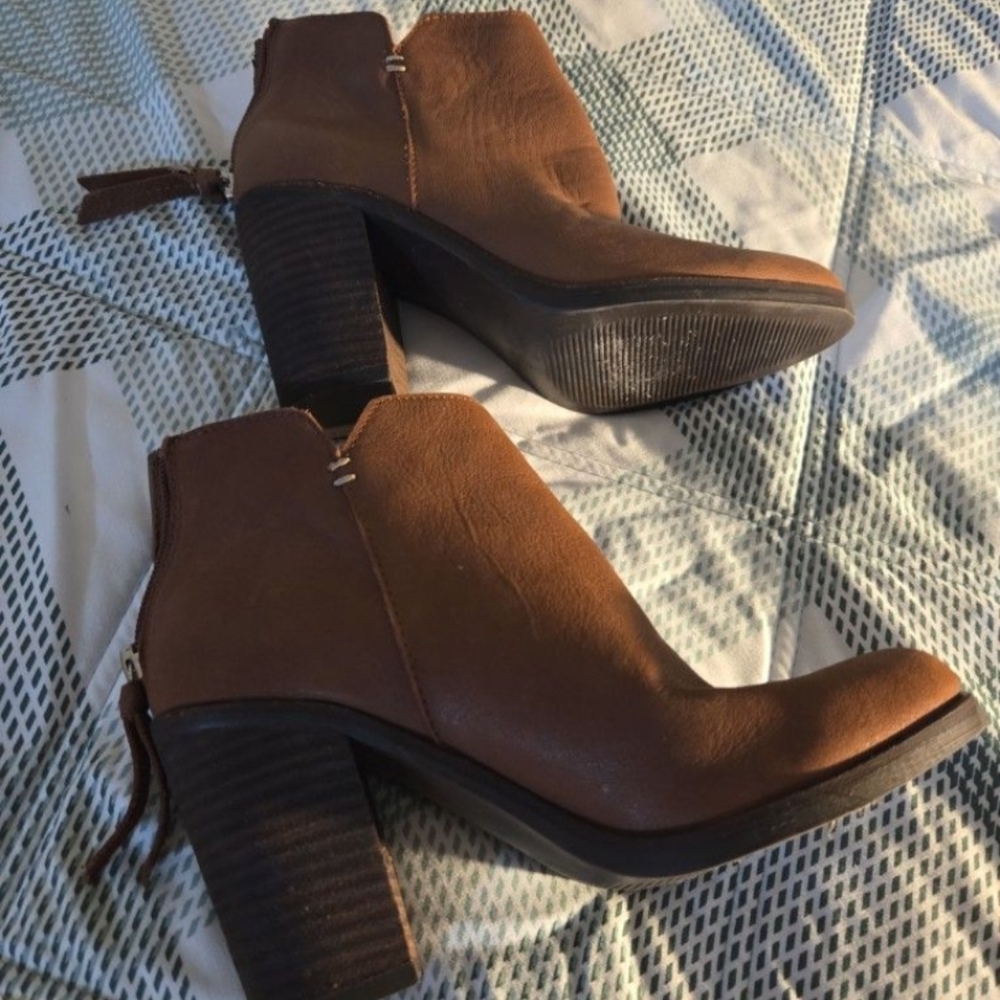 BP Brown Ankle Booties with Block Heel